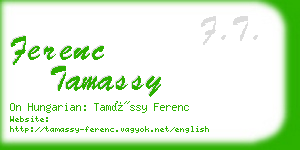 ferenc tamassy business card